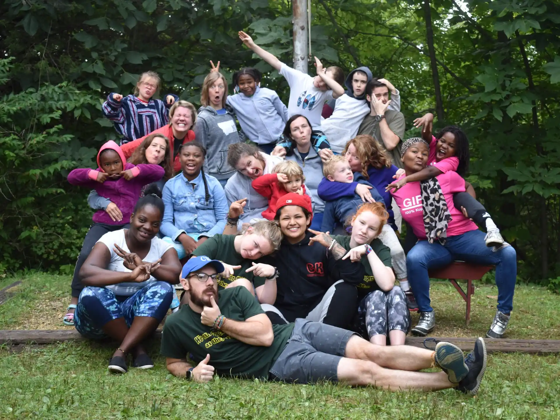 a group of people posing for a photo
