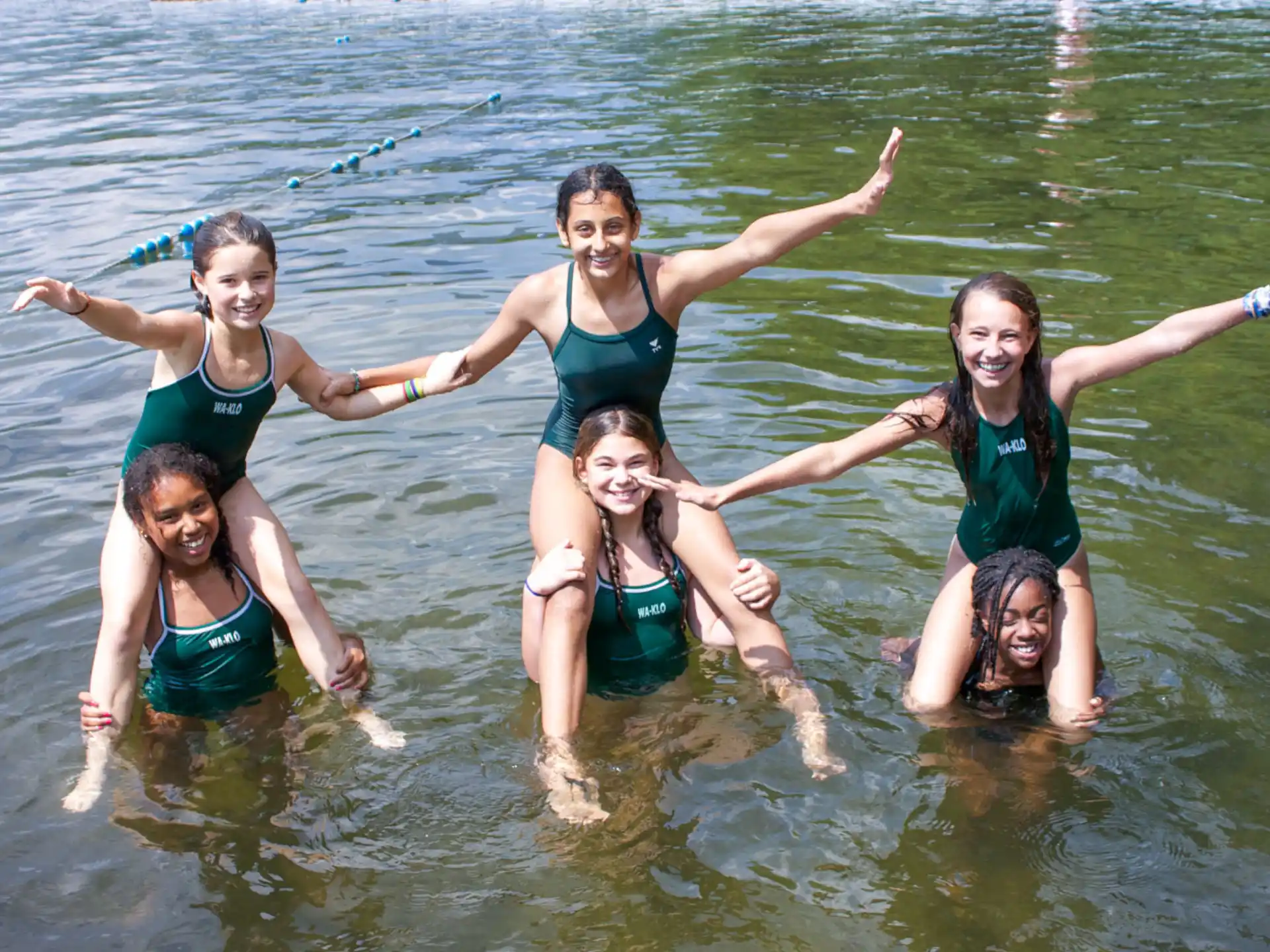 a group of women in the water