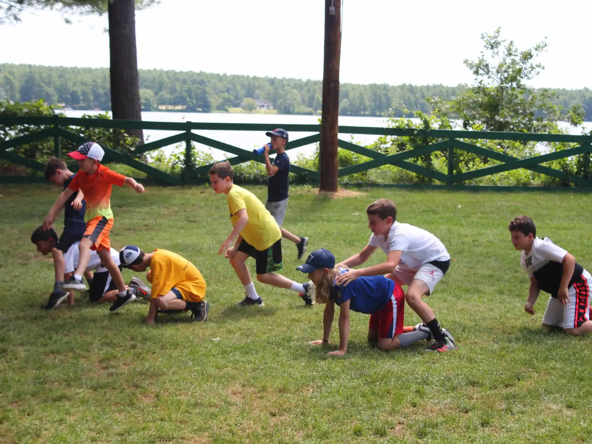 a group of people playing rugby