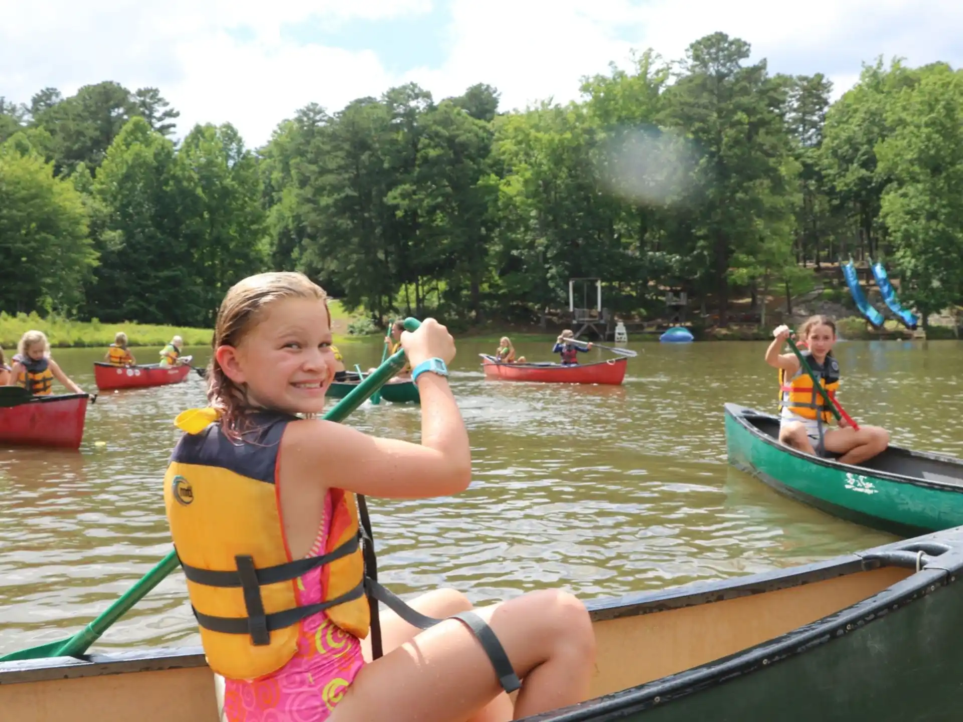 a girl in a boat
