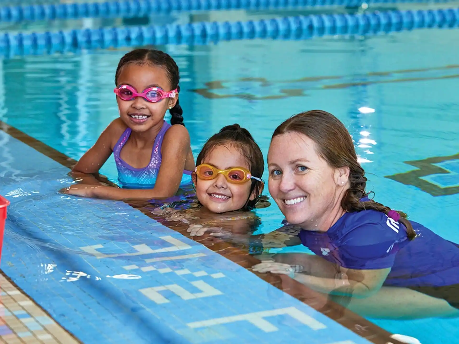 a group of women in a pool