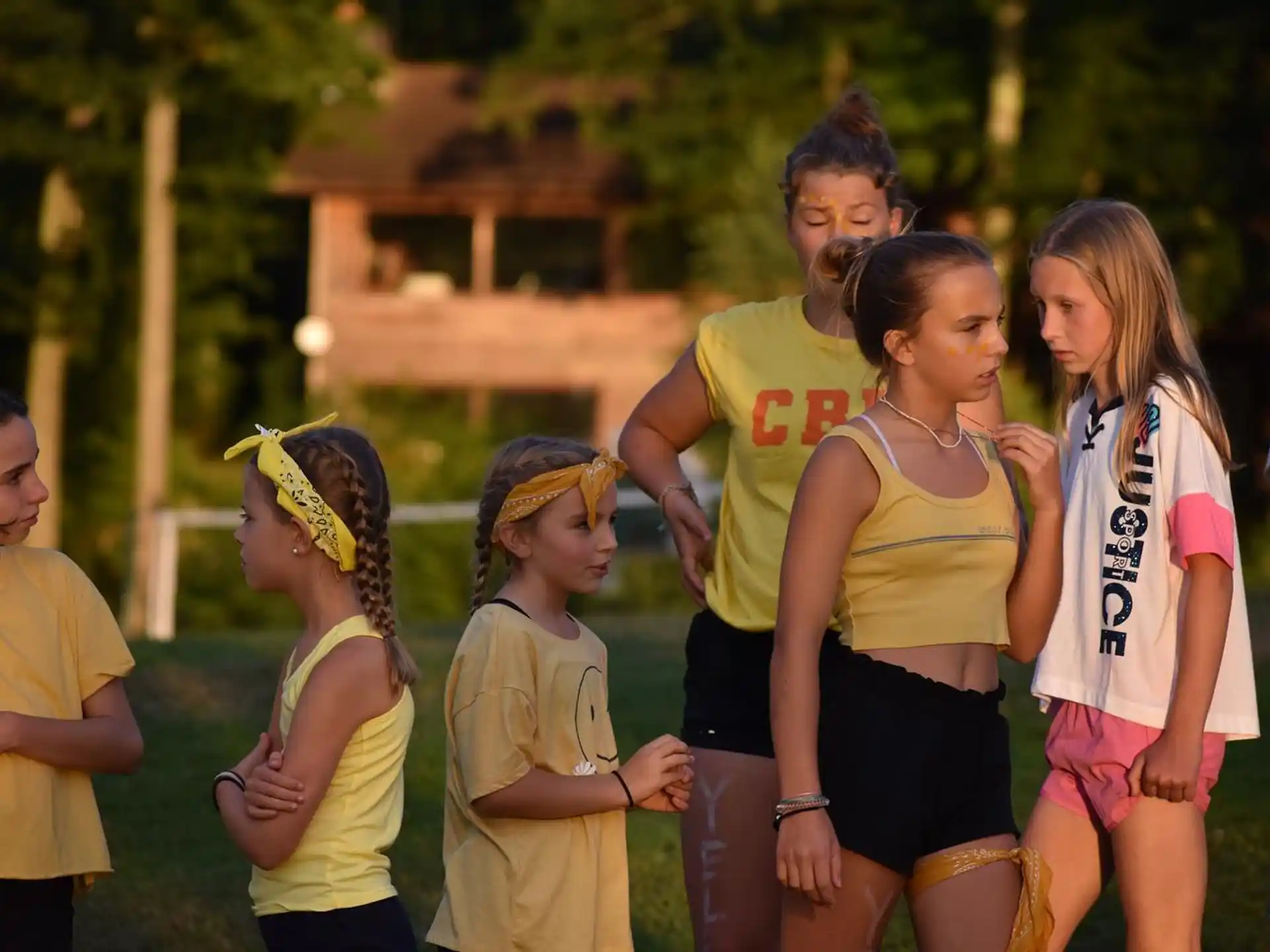 a group of girls in a line