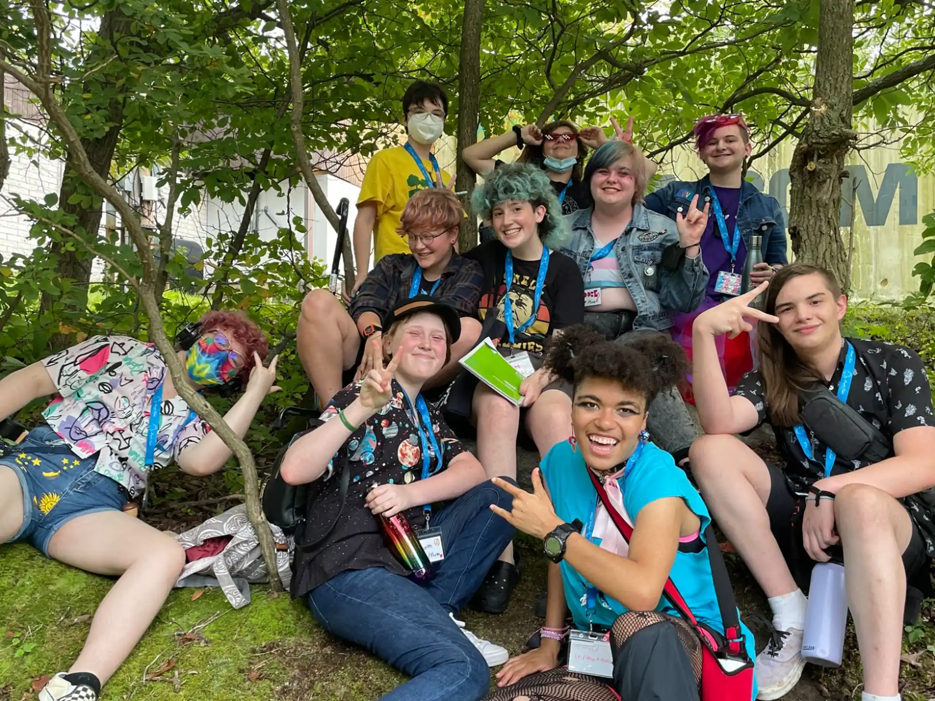 a group of people posing for a photo