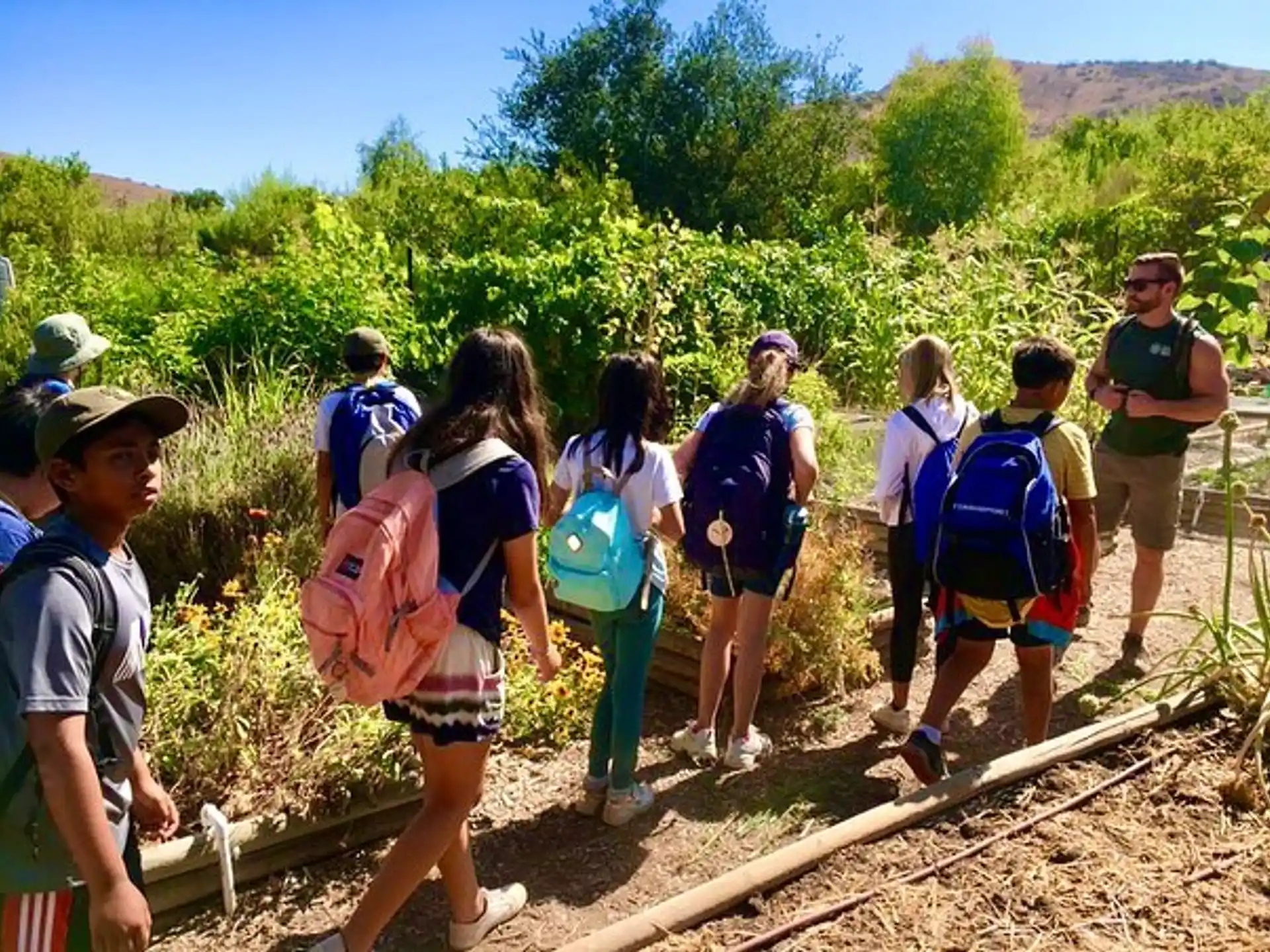 a group of people walking on a trail