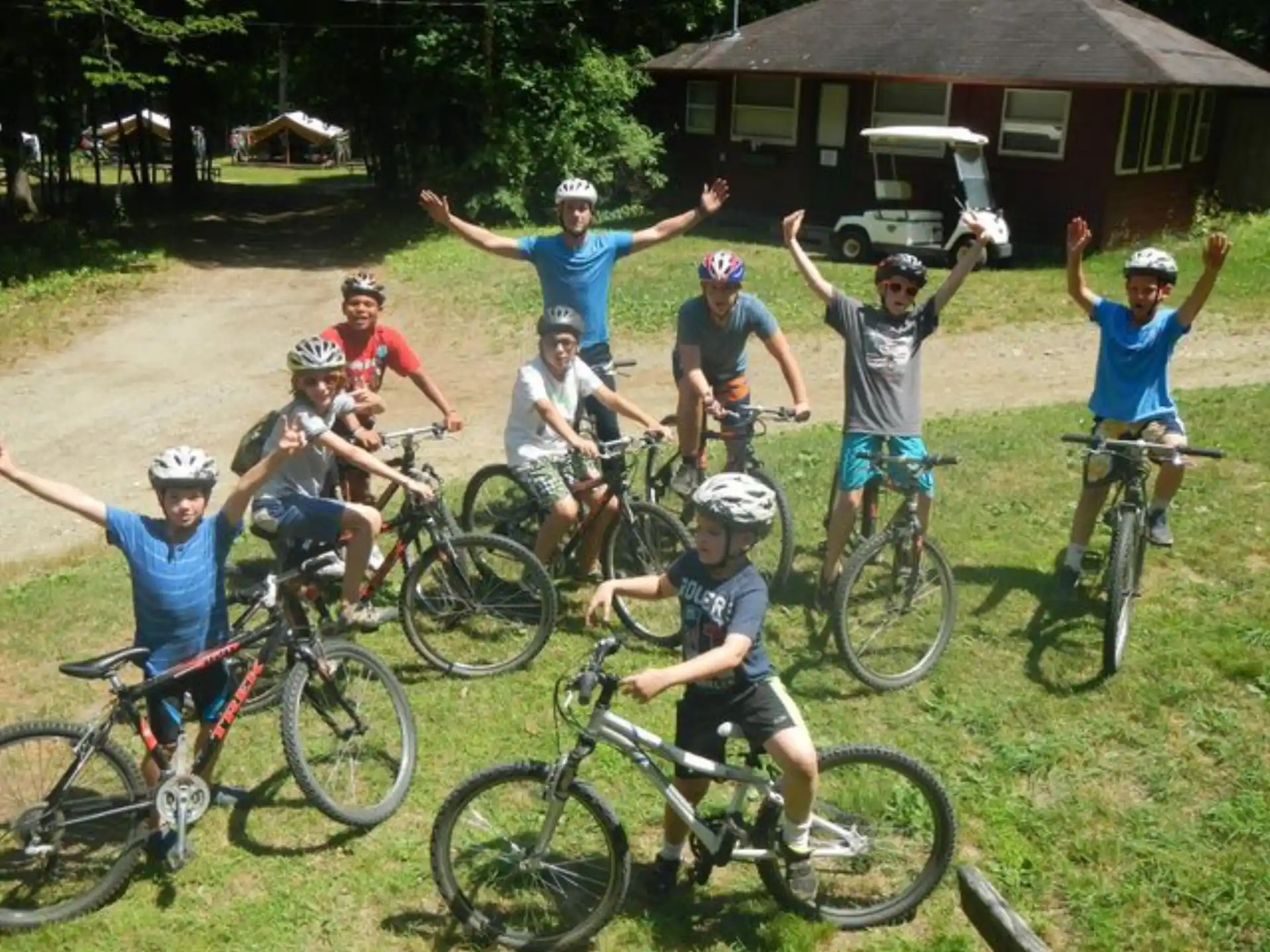 a group of people on bicycles
