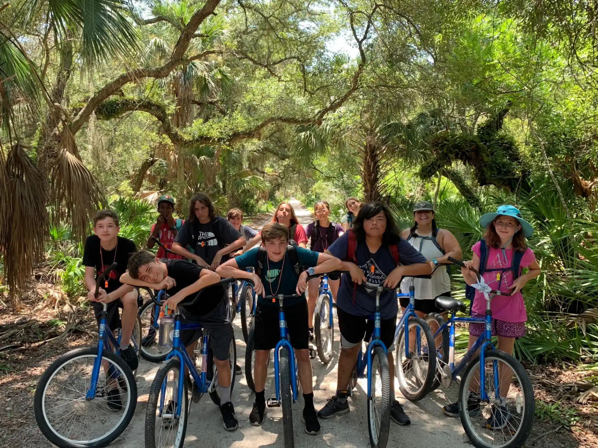 a group of people on bicycles