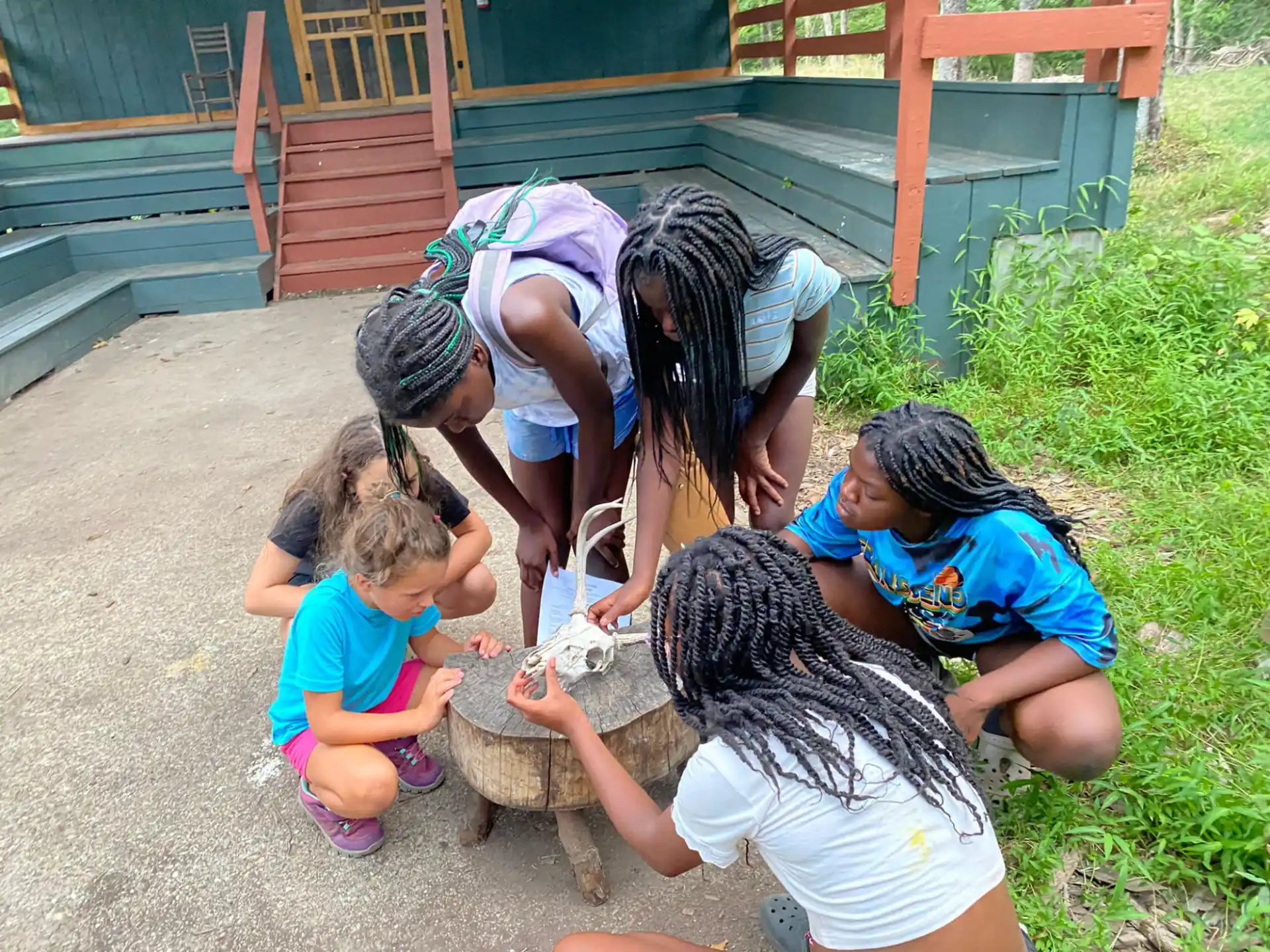 a group of children playing outside