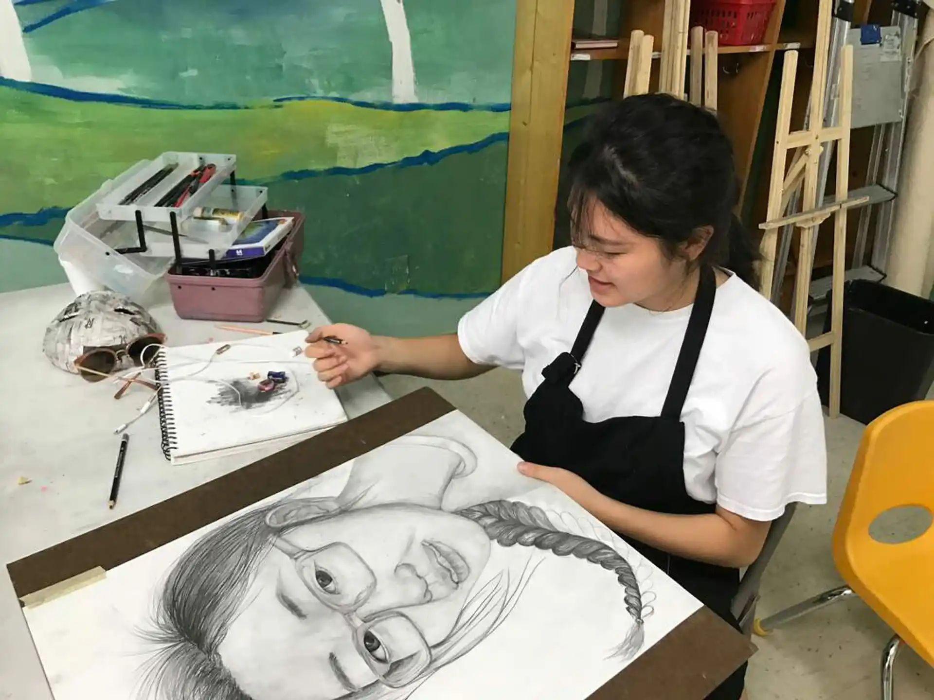 a person painting a picture